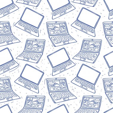 elle çizilmiş vektör seamless modeli elektronik becerikli alet doodles