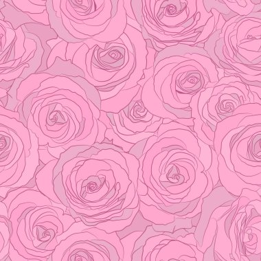 Dikişsiz desen gül, vektör çiçek Çizim. 