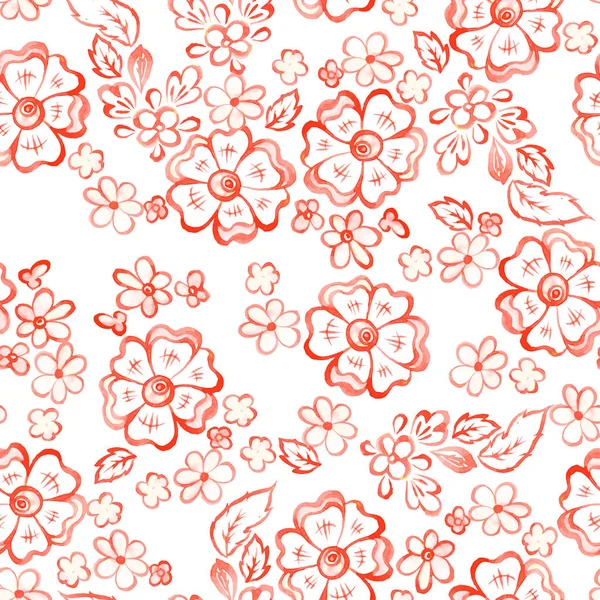 Patrón sin costura floral con hermosas flores de acuarela — Archivo Imágenes Vectoriales