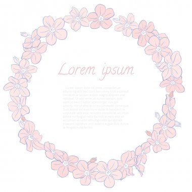 Çiçek çelenk el çekilmiş. Davetiyeler için kare kart tasarım düğün tarihi Kaydet.