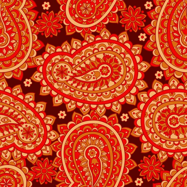 Пейсли Бесшовный Цветочный Узор Азиатский Винтажный Фон — стоковый вектор