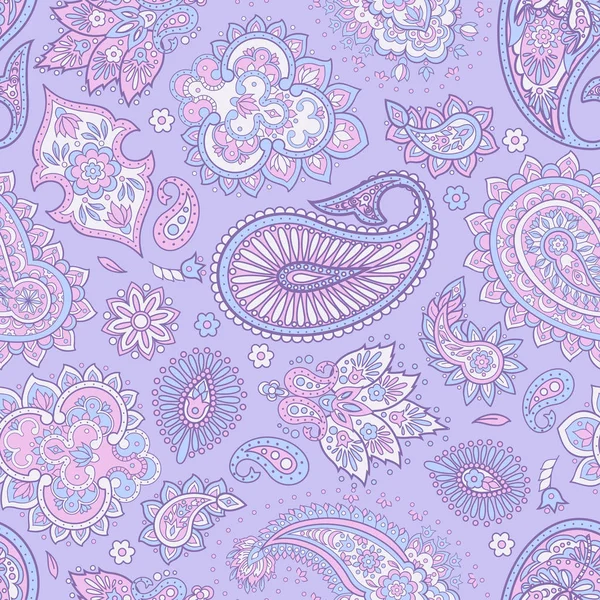 Patrón sin costura floral con ornamento paisley. — Archivo Imágenes Vectoriales