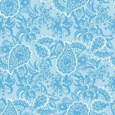 Asya batik stilinde desensiz tekstil deseni