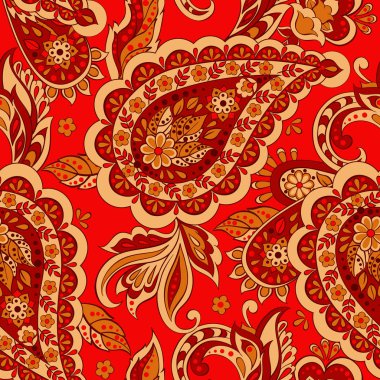 Dikişsiz Paisley desen Hint Tekstil tarzı. 