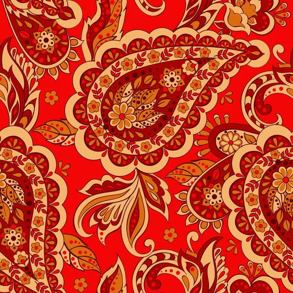 Nahtloses Paisley-Muster im indischen Textilstil. — Stockvektor