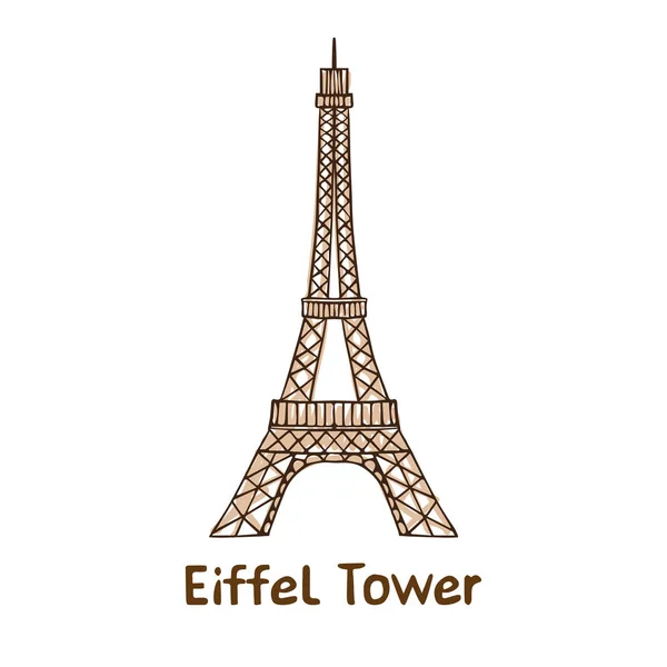 手描きのエッフェル Tower.Vector パリのランドマーク — ストックベクタ