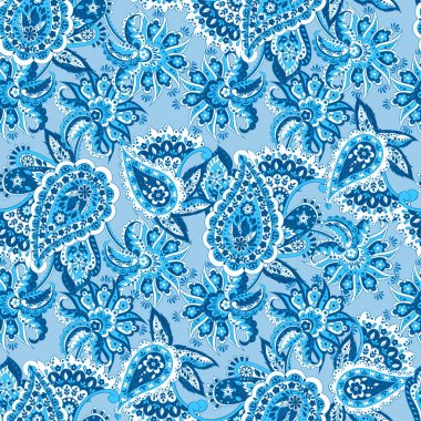 Asya batik stilinde desensiz tekstil deseni