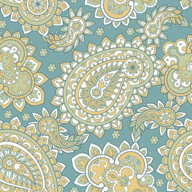 Kusursuz Etnik Dekoratif Desen. Paisley Vektör Kusursuz Desen