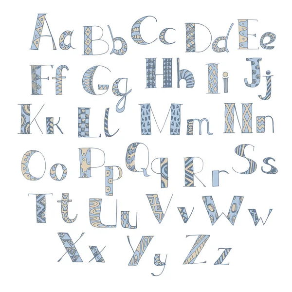 Letters van het Latijnse alfabet. handgetekend doodle lettertype — Stockvector