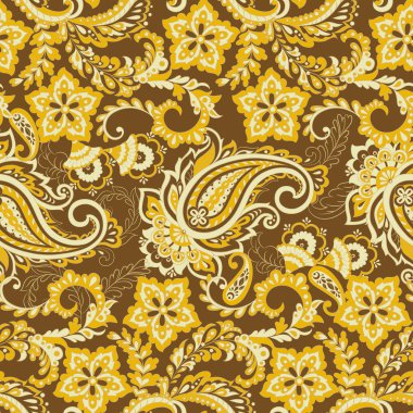 Folklorik Batik vektör süsü. Etnik Paisley Çiçeksiz desen.