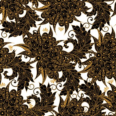 Etnik çiçekler pürüzsüz vektör deseni.