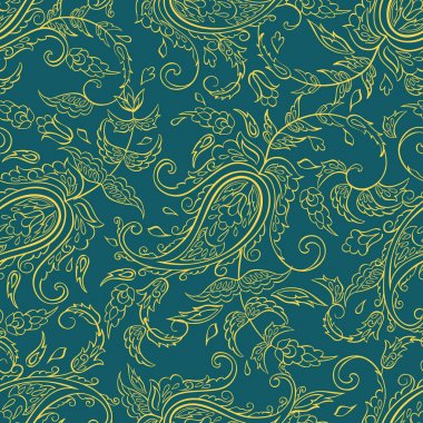 Asya batik stilinde desensiz tekstil deseni