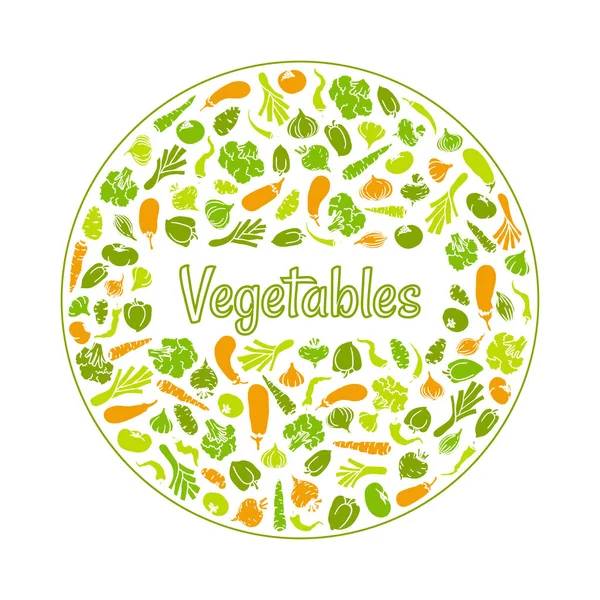 Vegetais Forma Círculo Ilustração Vetorial Para Seu Design Menu Vegetariano — Vetor de Stock