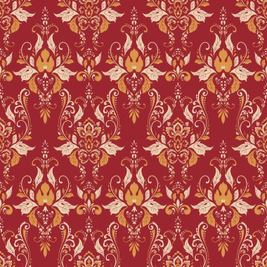 Süslü kumaş arka plan. Vektör eski duvar kâğıdı