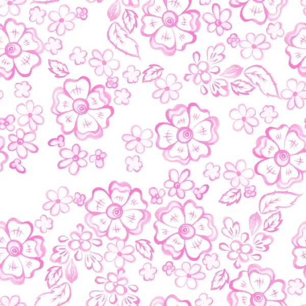 Λουλουδάτο μοτίβο άνευ ραφής με όμορφα λουλούδια ακουαρέλα σε στιλ ρωσικής gjel — Διανυσματικό Αρχείο