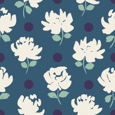  şirin çiçekler ve noktalar seamless modeli