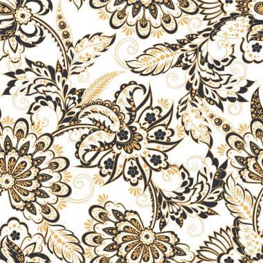 Etnik çiçekler pürüzsüz vektör deseni