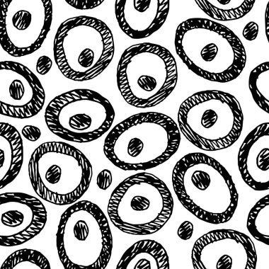 Vektör kusursuz desen. El çizimi monohrome arkaplanı