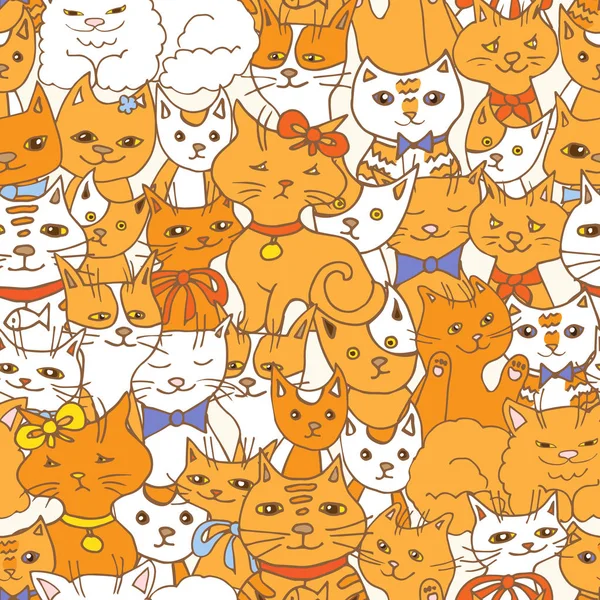 Schattige katten naadloos patroon. huisdieren vector achtergrond — Stockvector