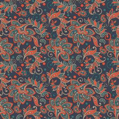 Folklorik Batik çiçek süsleme vektör.