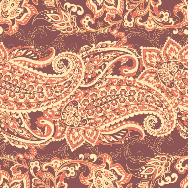 Modello vettoriale senza soluzione di continuità di Damasco Paisley. Floreale sfondo vintage — Vettoriale Stock