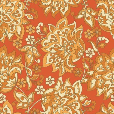 Klasik çiçeklerin dikişsiz deseni. Çiçek vektör arkaplanı