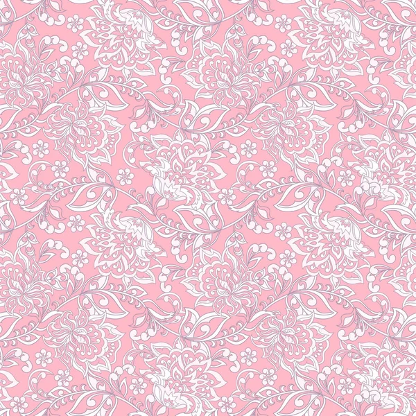 Flores Vintage Patrón Sin Costuras Fondo Vectorial Floral Étnico — Vector de stock