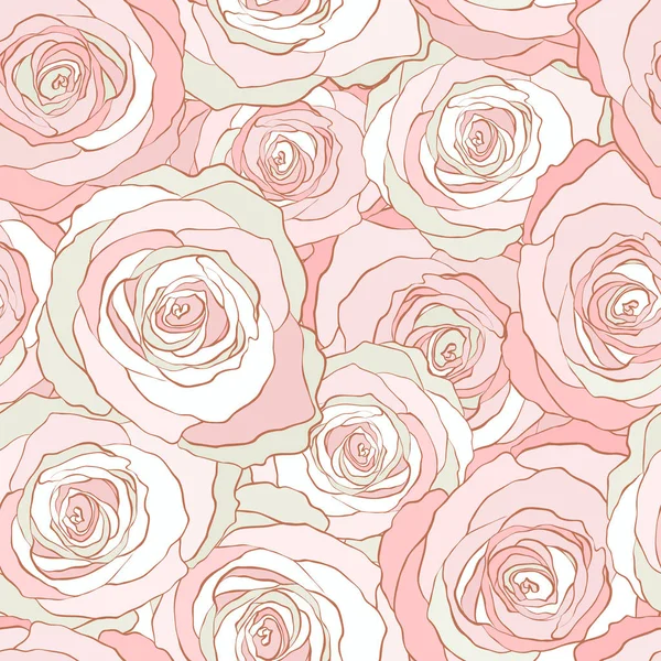 Seamless pattern roses, vector floral illustration. Nature background — Stock Vector