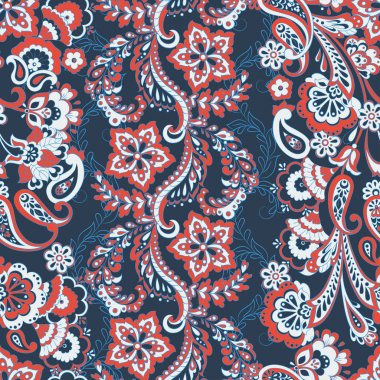 Etnik çiçekler kusursuz vektör deseni. Çiçek mahsulü arka plan