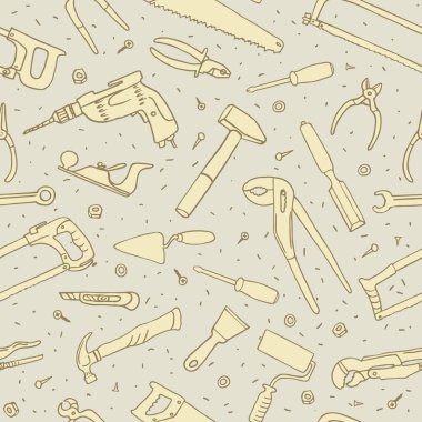 Elle çizilmiş araçları sorunsuz vektör desen