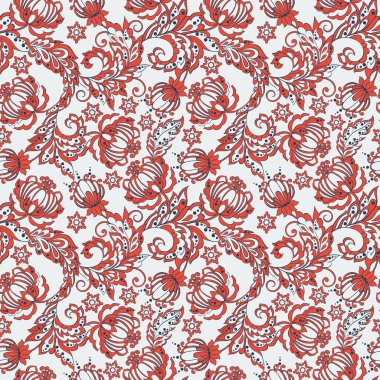 Elegance Dikişsiz desen Etnik çiçek ve yaprak ile