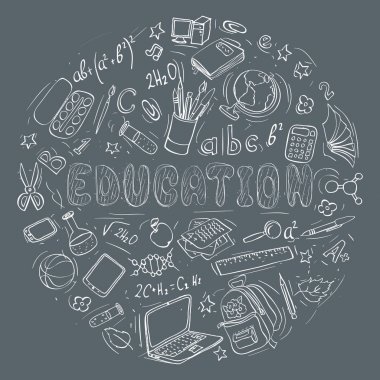 daire şeklinde elle çizilmiş eğitim karalamalar kümesi