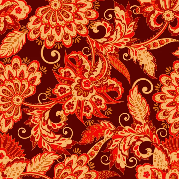 Fleurs ethniques motif vectoriel sans couture — Image vectorielle