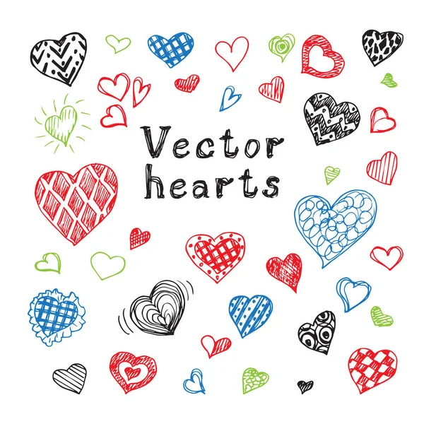 Conjunto de corazones vectoriales dibujados a mano — Vector de stock