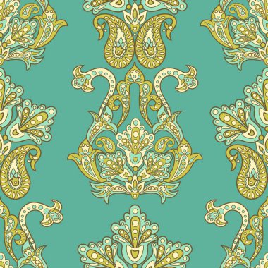 Paisley Çiçek Doğulu Etnik Düzen. Kusursuz Arap Süslemesi. 