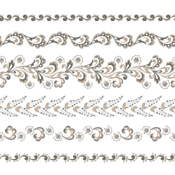 Conjunto de bordes florales sin costura. elemento de diseño vectorial — Vector de stock