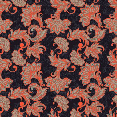 Batik tarzında Hint çiçeksiz desen