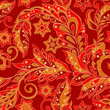 Hint tarzında kusursuz bir desen. Çiçek vektör illüstrasyonu