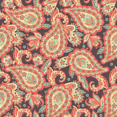 Hint tarzı çiçekli Paisley seamless modeli.