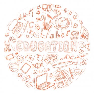 daire şeklinde elle çizilmiş eğitim karalamalar kümesi