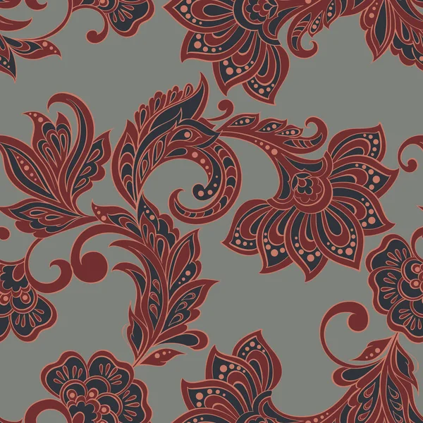 Patrón floral. Indio, damasco sin costuras fondo de pantalla . — Vector de stock