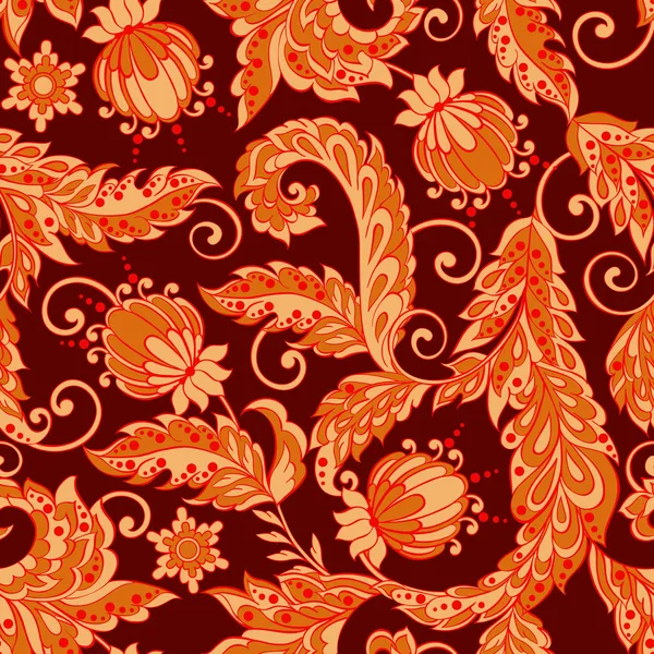 Vintage blommig sömlös mönster i batik stil — Stock vektor