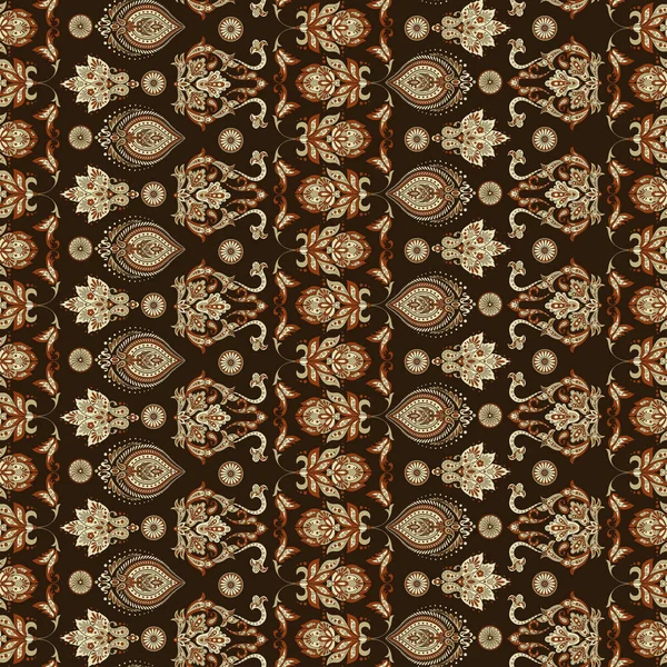 Ornement Vectoriel Batik Folklorique Ethnique Floral Motif Sans Couture — Image vectorielle