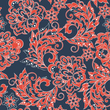 Etnik çiçekler pürüzsüz vektör deseni