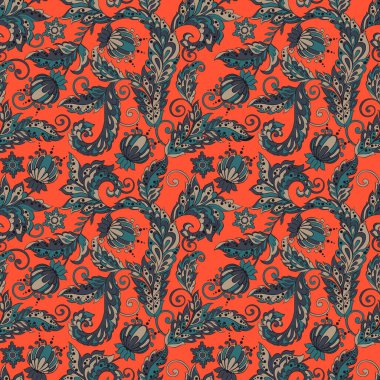 Hint batik tarzında klasik çiçeksiz desen.