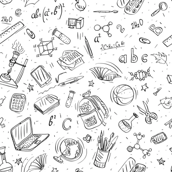 Πίσω στο σχολείο doodles απρόσκοπτη διάνυσμα μοτίβο — Διανυσματικό Αρχείο