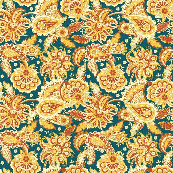 Patrón Paisley sin costuras en estilo indio. Ilustración vectorial floral — Archivo Imágenes Vectoriales