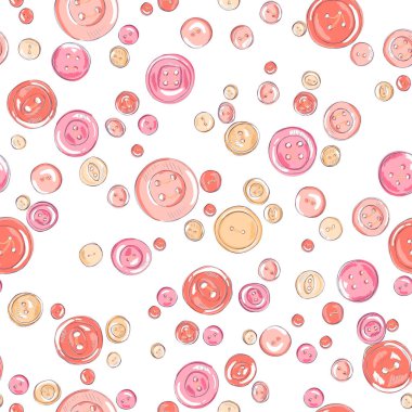 Elle çizilmiş düğmeler kusursuz desen. renkli vektör illüstrasyonu
