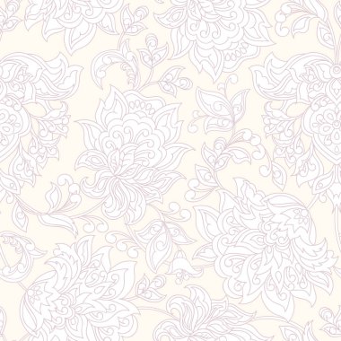 Klasik çiçeklerin dikişsiz deseni. Etnik çiçek vektör arkaplanı