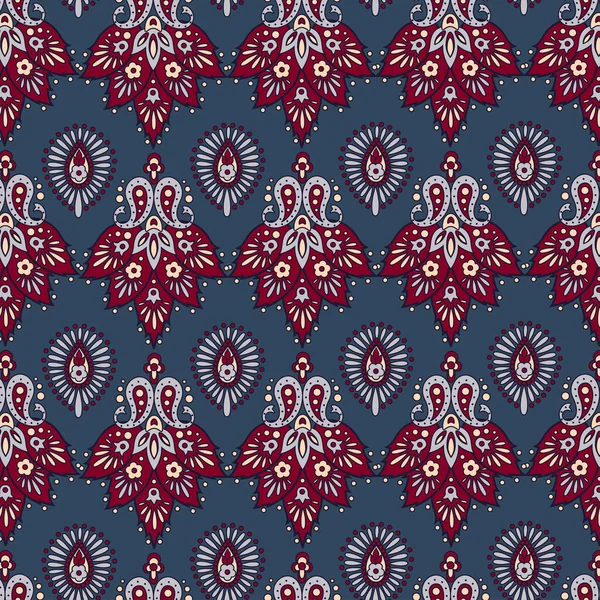 Patrón sin costura floral. Ilustración vectorial en estilo textil asiático — Vector de stock